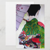 Japanse Geisha-kunst met kimono en paraplu Briefpapier (Voorkant / Achterkant)