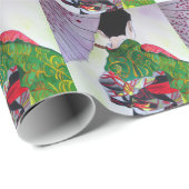 Japanse Geisha-kunst met kimono en paraplu Cadeaupapier (Rol Hoek)