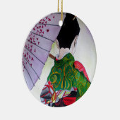 Japanse Geisha-kunst met kimono en paraplu Keramisch Ornament (Rechts)