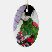 Japanse Geisha-kunst met kimono en paraplu Keramisch Ornament (Rechts)