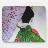 Japanse Geisha-kunst met kimono en paraplu Muismat (Voorkant)