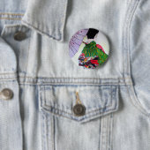 Japanse Geisha-kunst met kimono en paraplu Ronde Button 5,7 Cm (In situ)