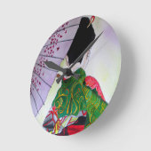 Japanse Geisha-kunst met kimono en paraplu Ronde Klok (Hoek)