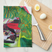 Japanse Geisha-kunst met kimono en paraplu Theedoek (Quarter Fold)