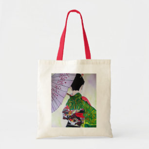 Japanse Geisha-kunst met kimono en paraplu Tote Bag