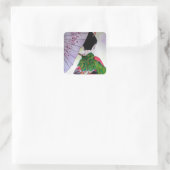 Japanse Geisha-kunst met kimono en paraplu Vierkante Sticker (Tas)