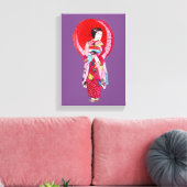 Japanse Geisha-kunst met paraplu Canvas Afdruk (Insitu (Woonkamer))