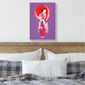 Japanse Geisha-kunst met paraplu Canvas Afdruk (Insitu (Slaapkamer))