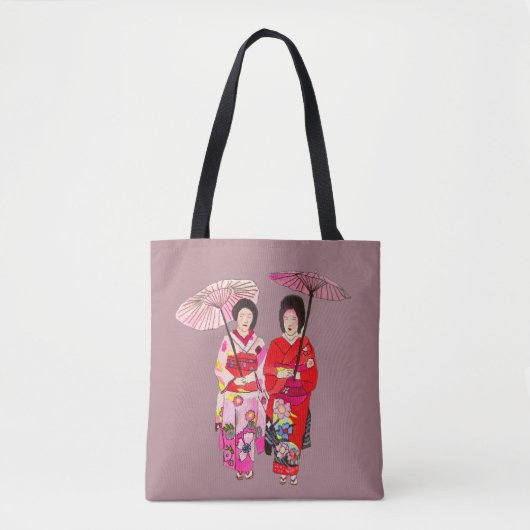 Japanse geisha-kunst met roze kimono tote bag (Voorkant)