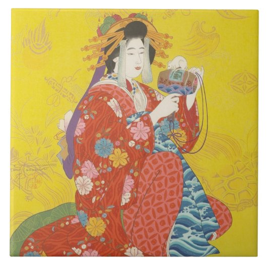 Japanse Geisha Lady Ceramic Tegel Tegeltje (Voorkant)