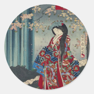 Japanse Geisha Lady Japan Art Cool Classic Ronde Sticker