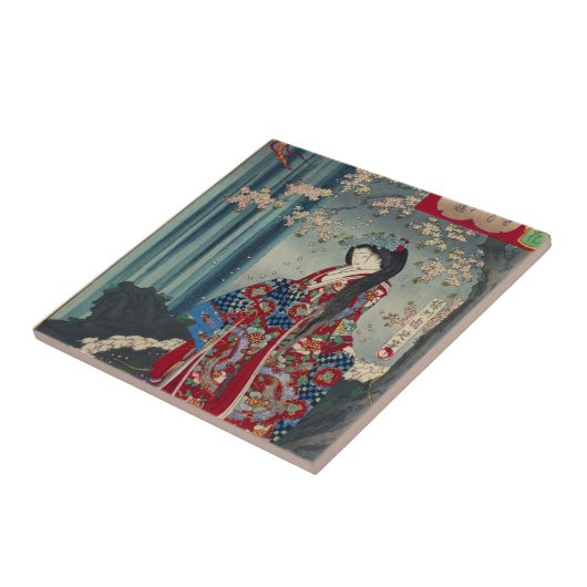 Japanse Geisha Lady Japan Art Cool Classic Tegeltje (Zijkant)
