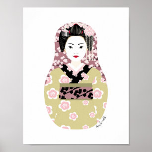 Japanse Geisha Matroesjka Poster