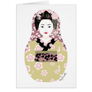 Japanse Geisha Matryoshka-kaart