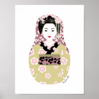 Japanse Geisha Matryoshka Poster
