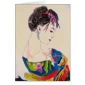 Japanse Geisha met blauwe kimono (Voorkant)