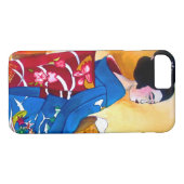 Japanse Geisha met blauwe kimono Case-Mate iPhone Case (Achterkant (Horizontaal))