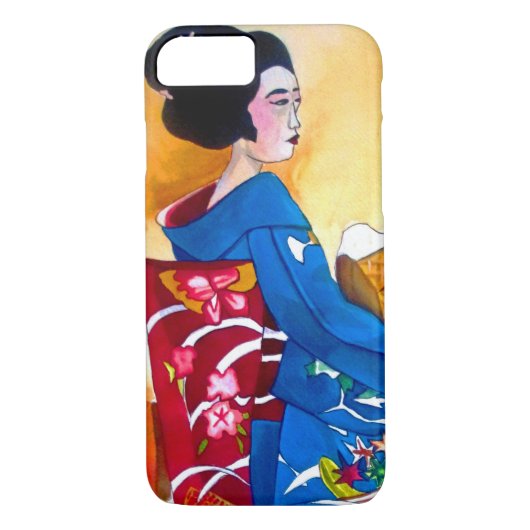 Japanse Geisha met blauwe kimono Case-Mate iPhone Case (Achterkant)
