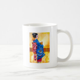 Japanse Geisha met blauwe kimono Koffiemok