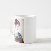 Japanse Geisha met blauwe kimono Koffiemok (Voorkant links)