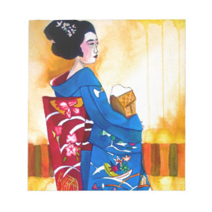Japanse Geisha met blauwe kimono Notitieblok