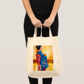 Japanse Geisha met blauwe kimono Tote Bag (Voorkant (product))