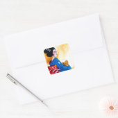 Japanse Geisha met blauwe kimono Vierkante Sticker (Envelop)