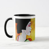 Japanse Geisha met groene kimono originele kunst Mok (Links)