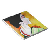 Japanse Geisha met groene kimono originele kunst Notitieblok (Schuin)