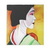 Japanse Geisha met groene kimono originele kunst Notitieblok (Voorkant)
