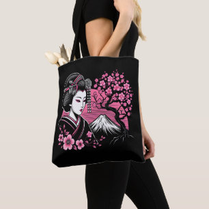 Japanse Geisha Mount Fuji Japanse Kersenbloesem Tote Bag