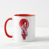 Japanse Geisha rode kimono schattige kunst Mok (Links)