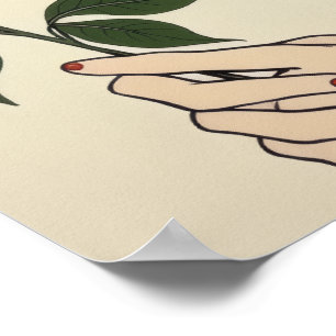 Japanse Geisha Rode Kimono Ukiyo-e Stijl Poster