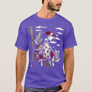 Japanse Geisha Sparrows Vogels Futurisme Outrun St T-shirt