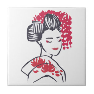 Japanse geisha tegeltje