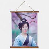 Japanse Geisha Tree AI Creëer fotostijl Hangend Wandkleed (Voorkant)