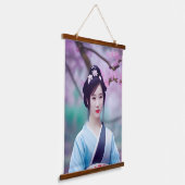 Japanse Geisha Tree AI Creëer fotostijl Hangend Wandkleed (Gebogen)