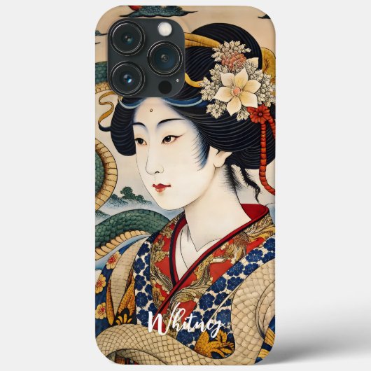Japanse Geisha Ukiyo e Art Naam Case-Mate iPhone Case (Achterkant)