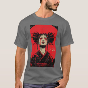 Japanse Geisha-vrouw huilend bloed kunst vrouwen m T-shirt