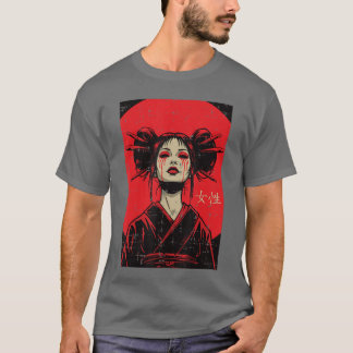 Japanse Geisha-vrouw huilend bloed kunst vrouwen m T-shirt