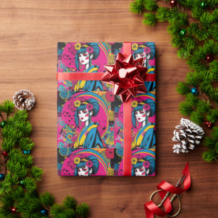 Japanse geisha-vrouw in traditionele kimono cadeaupapier