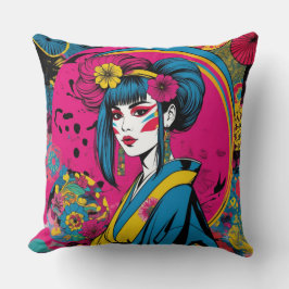 Japanse geisha-vrouw in traditionele kimono kussen