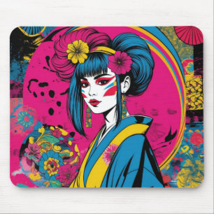 Japanse geisha-vrouw in traditionele kimono muismat