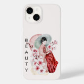 Japanse Geisha-Waterverf met Kimono en Sakura Case-Mate iPhone Case (Achterkant)