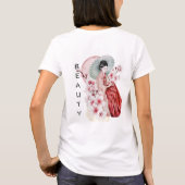 Japanse Geisha-Waterverf met Kimono en Sakura T-shirt (Achterkant)