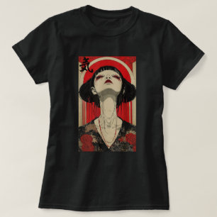 Japanse Geisha Woman Art Kanji Tokyo Japan Hanami T-shirt