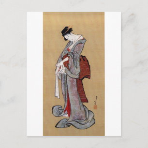 Japanse Geisha Woman, Hokusai, Ukiyo-e Briefkaart