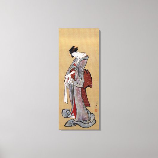 Japanse Geisha Woman, Hokusai, Ukiyo-e Canvas Afdruk (Voorkant)