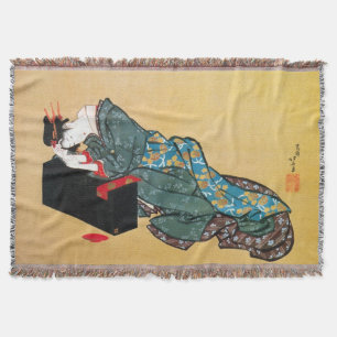 Japanse Geisha Woman, Hokusai, Ukiyo-e Deken