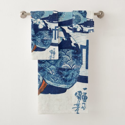 Japanse Geisya Woman, Kuniyoshi, Ukiyo-e Bad Handdoek (Insitu)